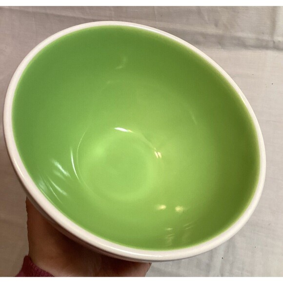 Rae Dunn ICE CREAM Ceramic BOWL Pastel Green Interior 6" Artisan Collection - Picture 7 of 7